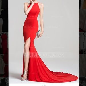 Mermaid Train Jersey Dress with Train